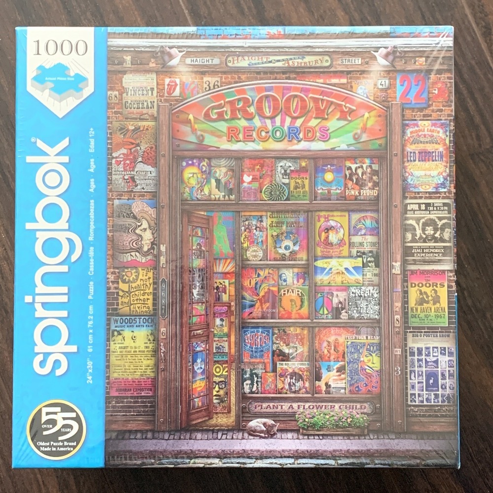 Springbok Groovy Records 1000 Piece Puzzle Rolling, Pink Floyd, Hendrix, New!